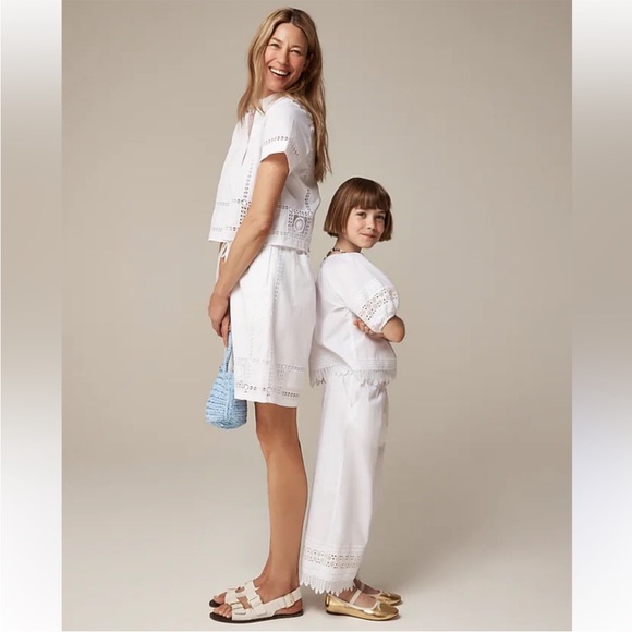 J Crew Top 2 Gamine Eyelet Trim Shirt White - Picture 4 of 9